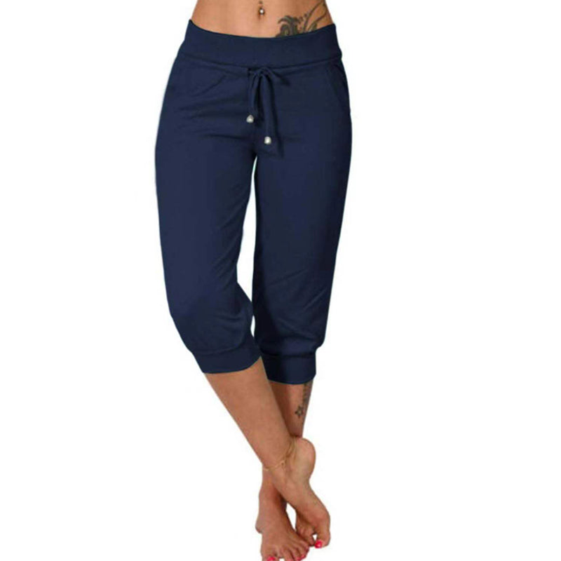 👖 50% RABATT! 🔥Mjukisbyxor med dragsko och kort midja – Mjuk polyester, capri-längd och sidofickor (6 färger, S–3XL) 👖🌸