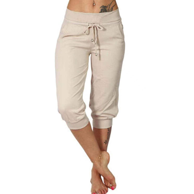 👖 50% RABATT! 🔥Mjukisbyxor med dragsko och kort midja – Mjuk polyester, capri-längd och sidofickor (6 färger, S–3XL) 👖🌸