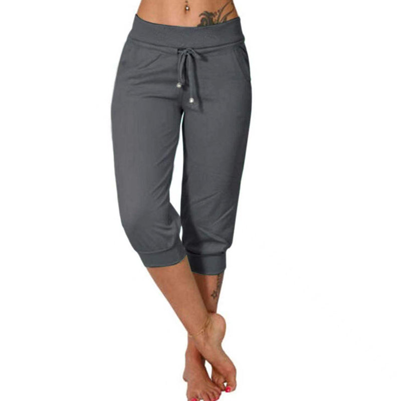 👖 50% RABATT! 🔥Mjukisbyxor med dragsko och kort midja – Mjuk polyester, capri-längd och sidofickor (6 färger, S–3XL) 👖🌸