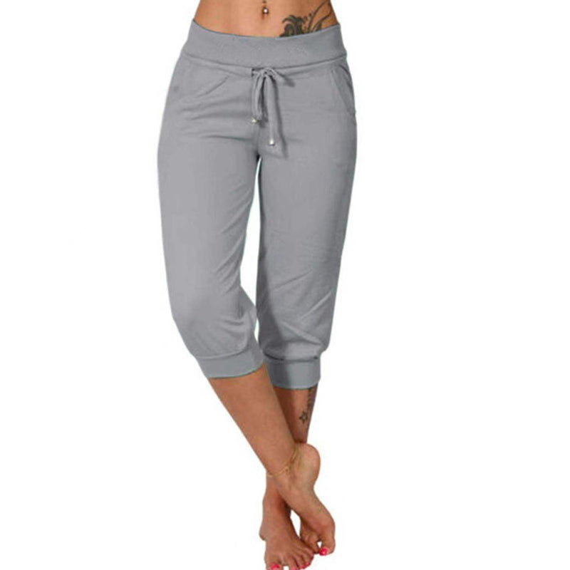 👖 50% RABATT! 🔥Mjukisbyxor med dragsko och kort midja – Mjuk polyester, capri-längd och sidofickor (6 färger, S–3XL) 👖🌸