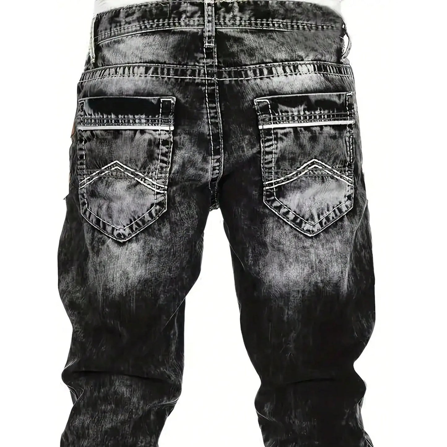 👖 50% RABATT 🔥 | Herr Stretchjeans – Raka Ben, Vintage-tvättad & Hip-hop Stil