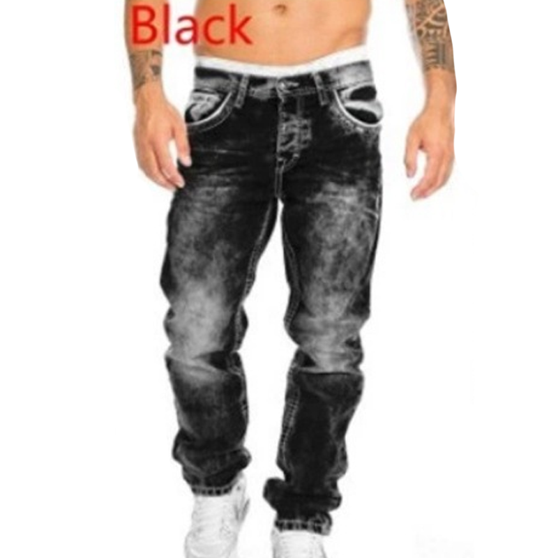 👖 50% RABATT 🔥 | Herr Stretchjeans – Raka Ben, Vintage-tvättad & Hip-hop Stil