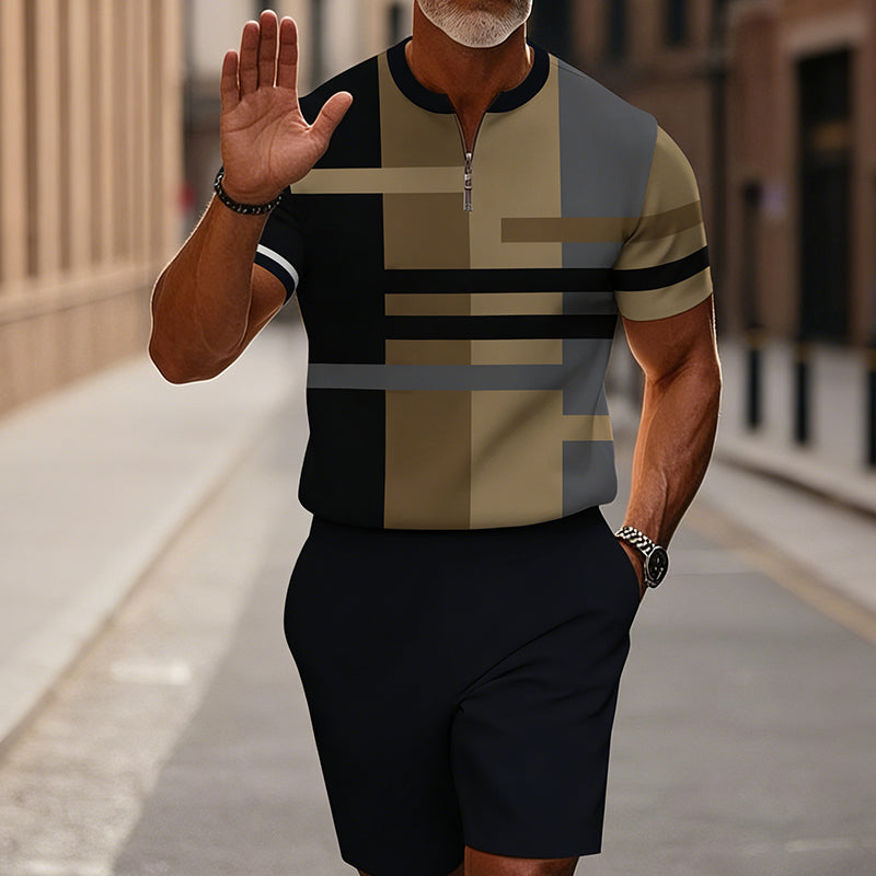🔥60% RABATT🔥Herrset med skjorta och shorts med dragkedja