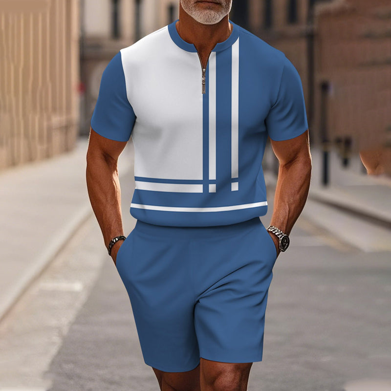 🔥60% RABATT🔥Herrset med skjorta och shorts med dragkedja