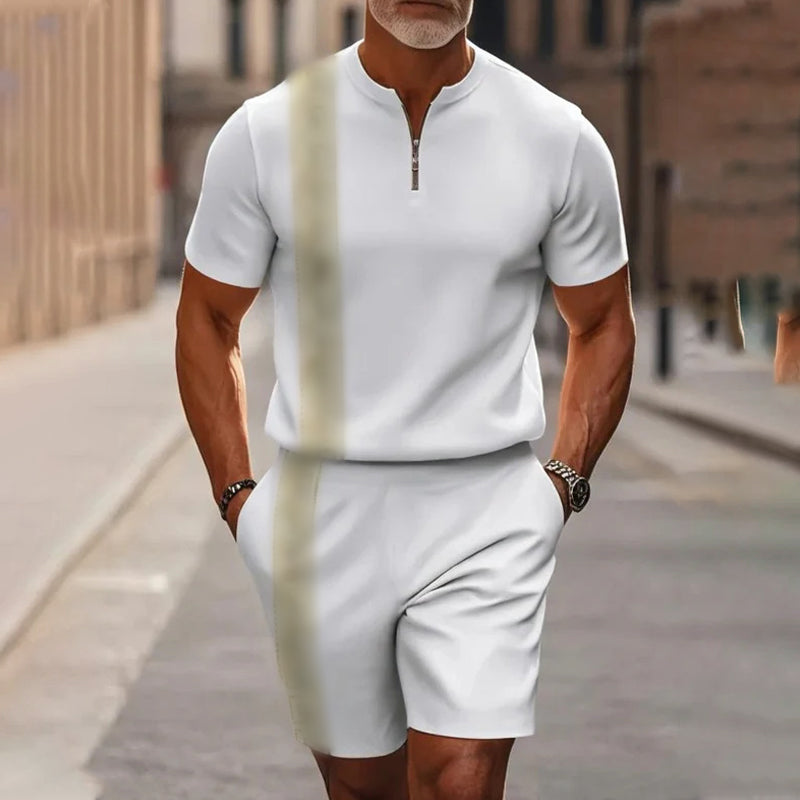 🔥60% RABATT🔥Herrset med skjorta och shorts med dragkedja