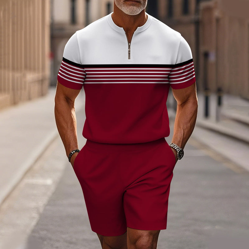 🔥60% RABATT🔥Herrset med skjorta och shorts med dragkedja