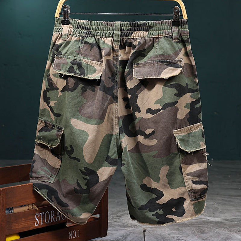 🩳 50% RABATT! 🔥 Cargoshorts med nitar i kamouflage för män – Slitstarka, gott om fickor & perfekta för utomhusäventyr – bekväma och tåliga 🌿