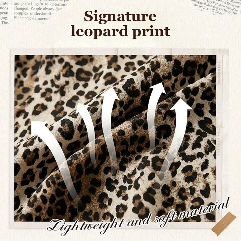 👚 50% RABATT! 🐆 Damblus med Leopardmönster & Kontrasterande Nät – Lång Ärm, Figursydd & Perfekt för Kontor till Kväll ✨
