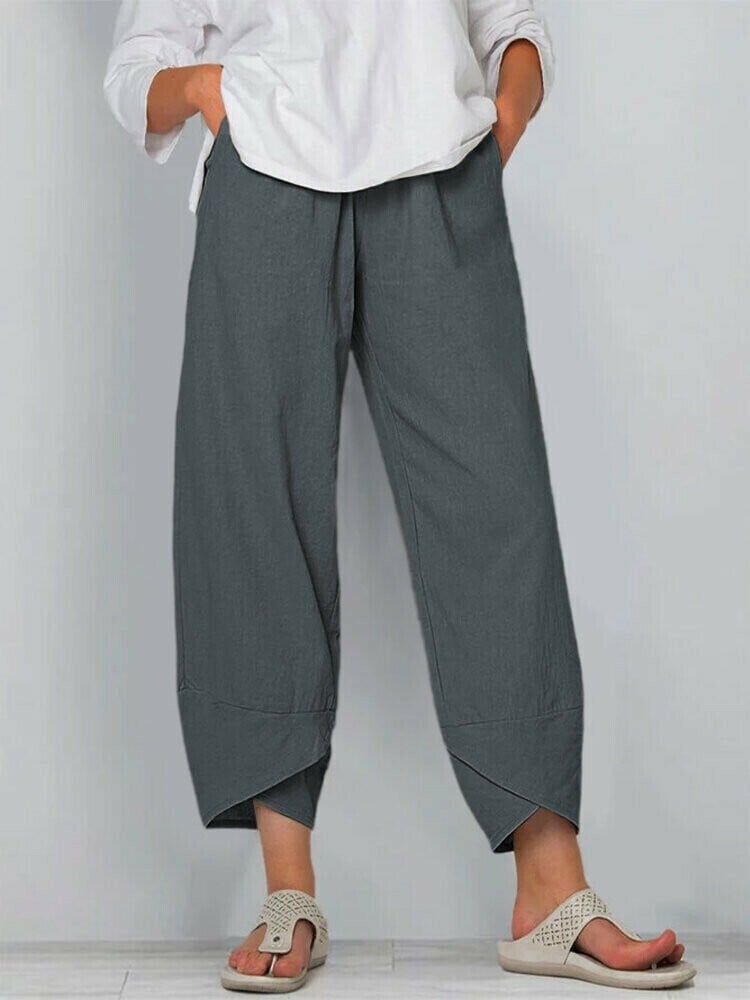 👖 60% RABATT ✨ | Asymmetriska vintagebyxor – elastisk midja, praktiska fickor & rak ben 👖✨