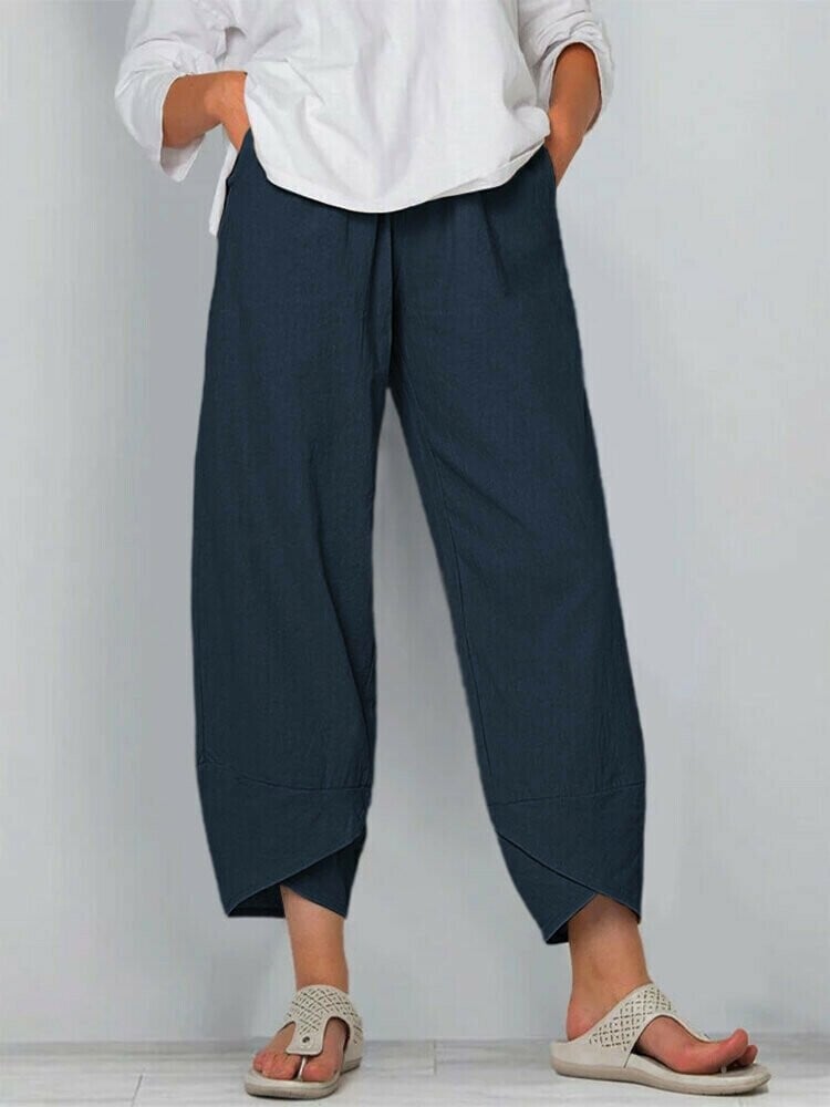 👖 60% RABATT ✨ | Asymmetriska vintagebyxor – elastisk midja, praktiska fickor & rak ben 👖✨