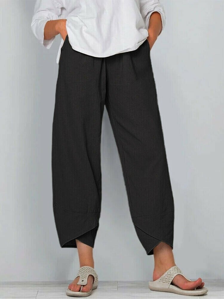 👖 60% RABATT ✨ | Asymmetriska vintagebyxor – elastisk midja, praktiska fickor & rak ben 👖✨
