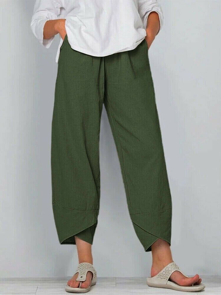 👖 60% RABATT ✨ | Asymmetriska vintagebyxor – elastisk midja, praktiska fickor & rak ben 👖✨