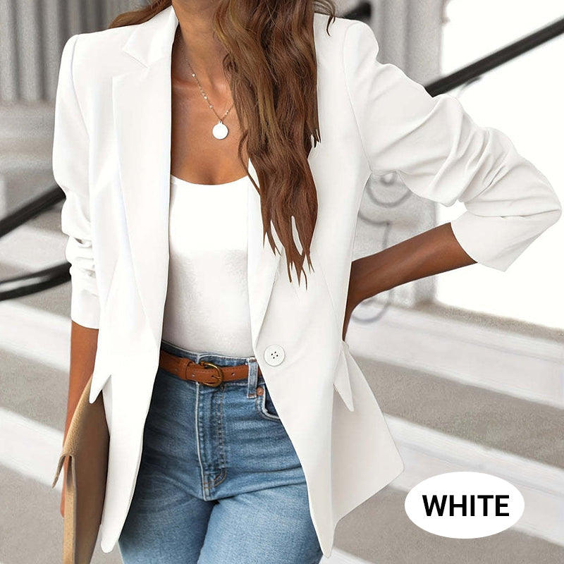 ✨ 50% RABATT! ✨Elegant mjuk enfärgad jacka med knappar och uppknäppning
