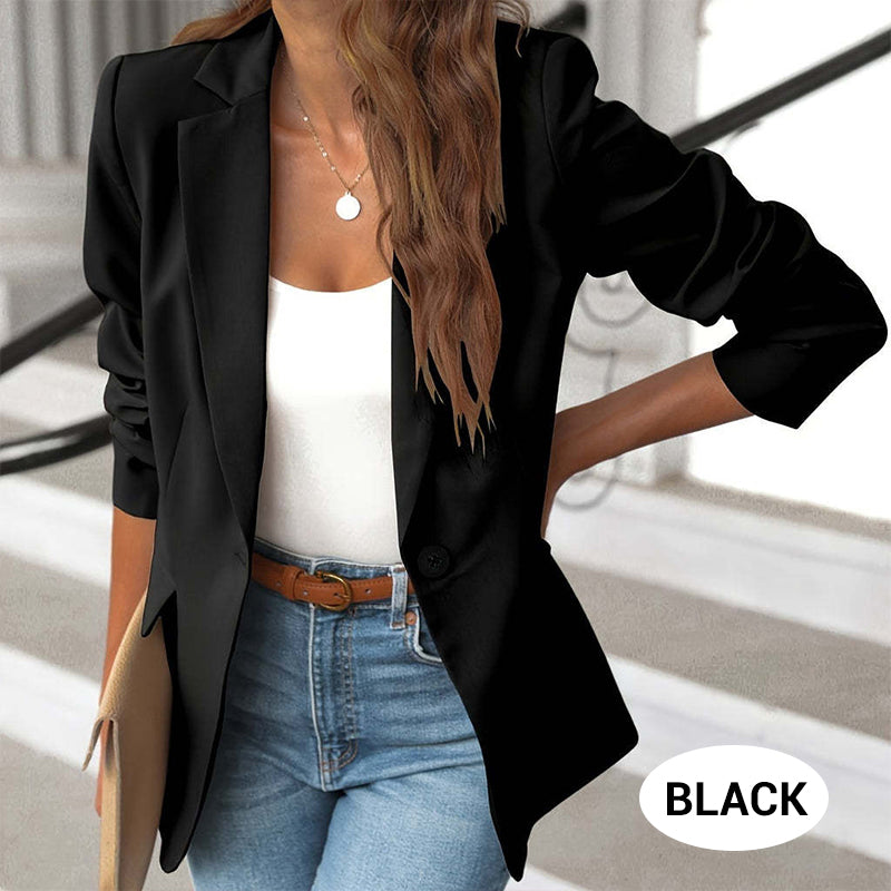 ✨ 50% RABATT! ✨Elegant mjuk enfärgad jacka med knappar och uppknäppning