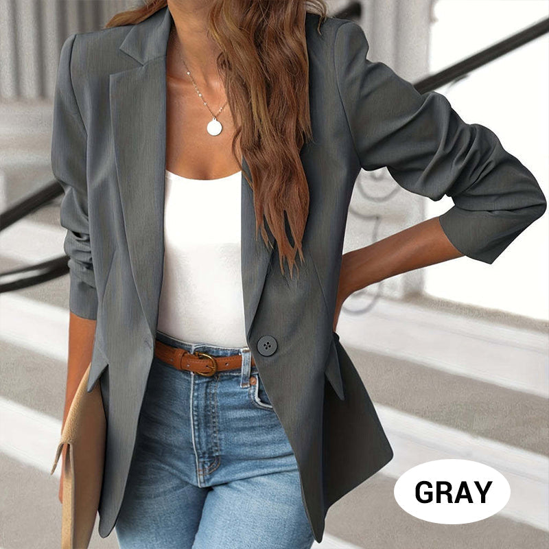 ✨ 50% RABATT! ✨Elegant mjuk enfärgad jacka med knappar och uppknäppning