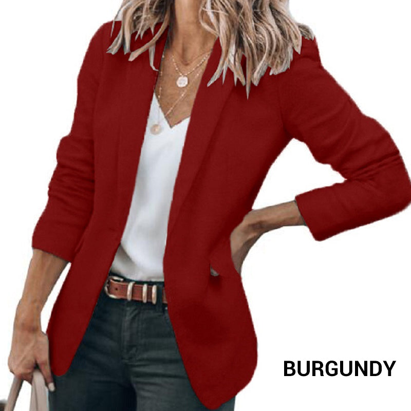 ✨ 50% RABATT! ✨Elegant mjuk enfärgad jacka med knappar och uppknäppning