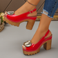 👡 50% RABATT! ✨ Elegant Peep-Toe Spänne Hälade Sandaler – Stilren Design, Bekväm Klack 🌸