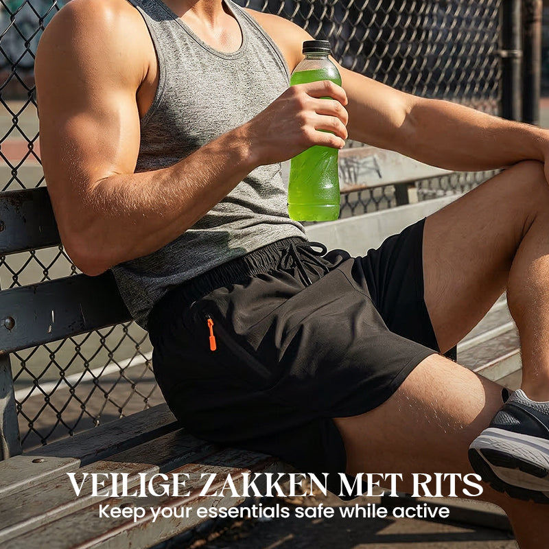 🩳 50 % RABATT UNDER BEGRÄNSAD TID! ✨ Andningsbara träningsshorts – snabbtorkande, fickor med dragkedja och elastisk midja för träning 🏃‍♂️