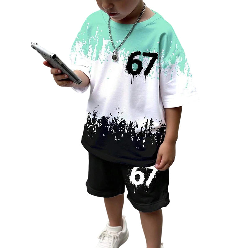 🎁2026 Hot Sale🎁Pojkars set med 3D-tryckt t-shirt och shorts