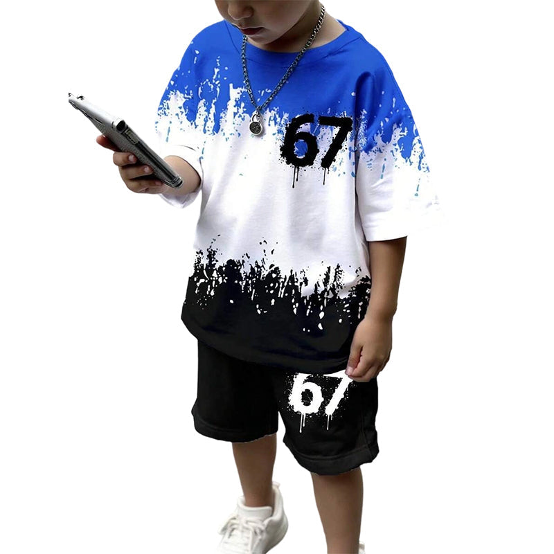 🎁2026 Hot Sale🎁Pojkars set med 3D-tryckt t-shirt och shorts