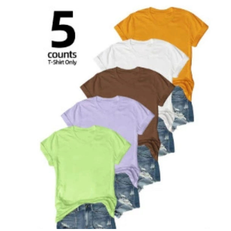 👕 50% RABATT 🌈 | 5-pack Enfärgade T-shirts – Premiumbomull & Tidlös Design✨