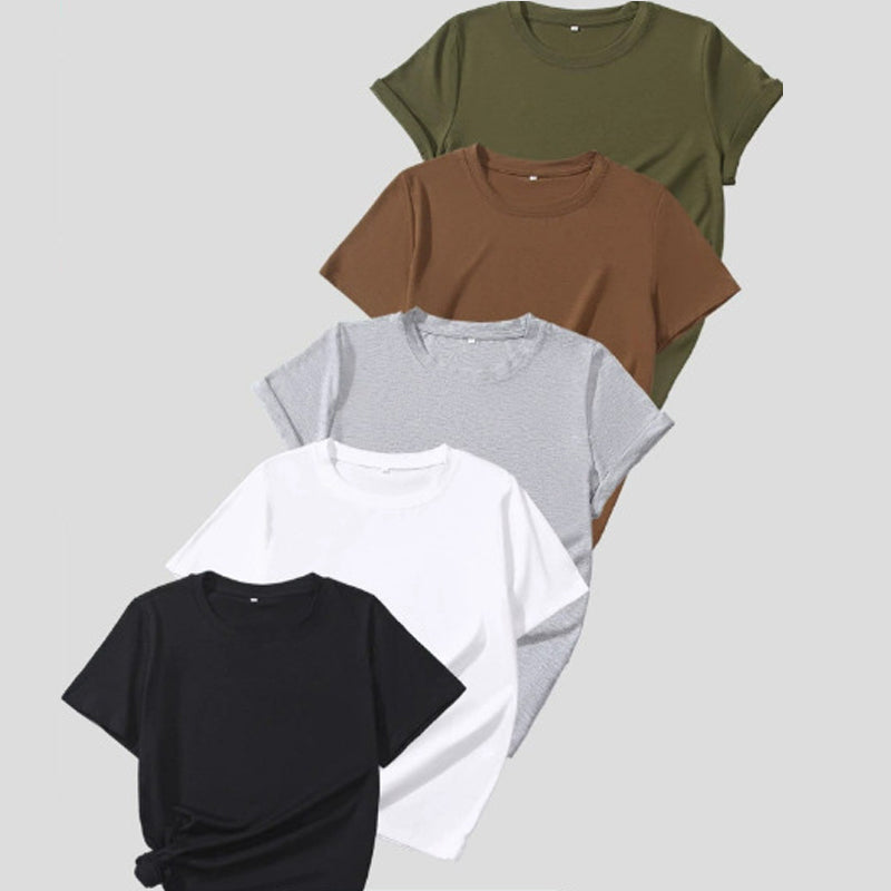 👕 50% RABATT 🌈 | 5-pack Enfärgade T-shirts – Premiumbomull & Tidlös Design✨