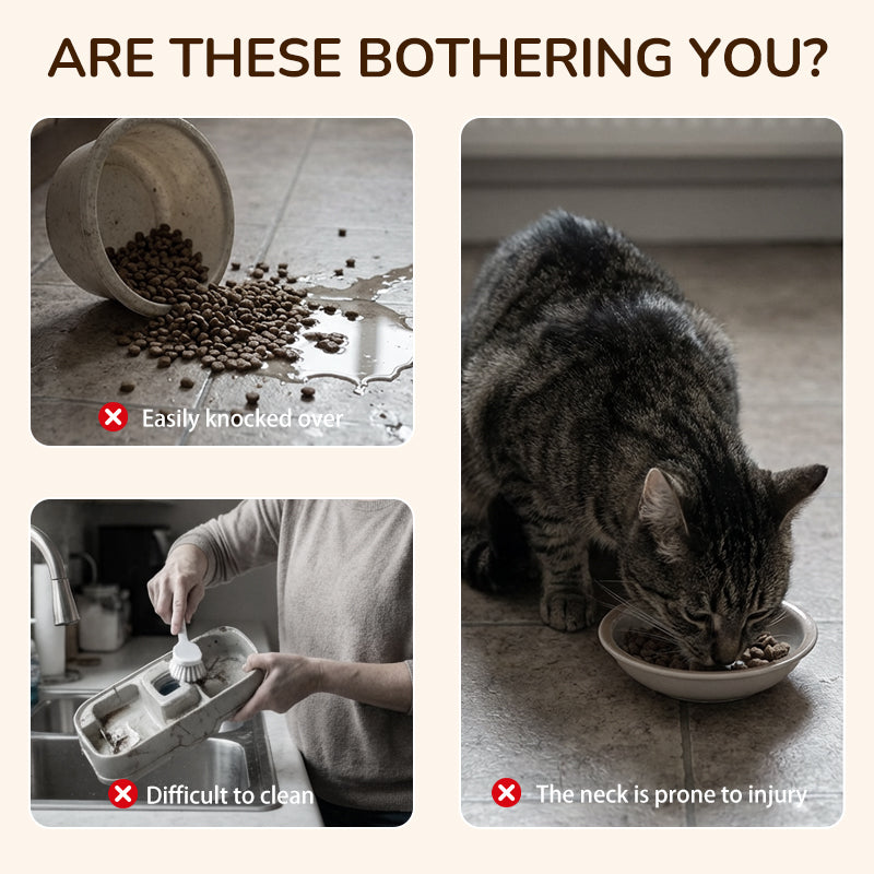 🔥🎁Nyhet 50 % RABATT🔥Upphöjd hund- och kattmatskål med 3 skålar – halkfri och stabil 🐾🥣
