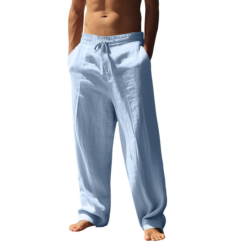👖 50% RABATT 🌿 | Lediga Linnebyxor för Herr – Rak Ben & Dragsko i Midjan