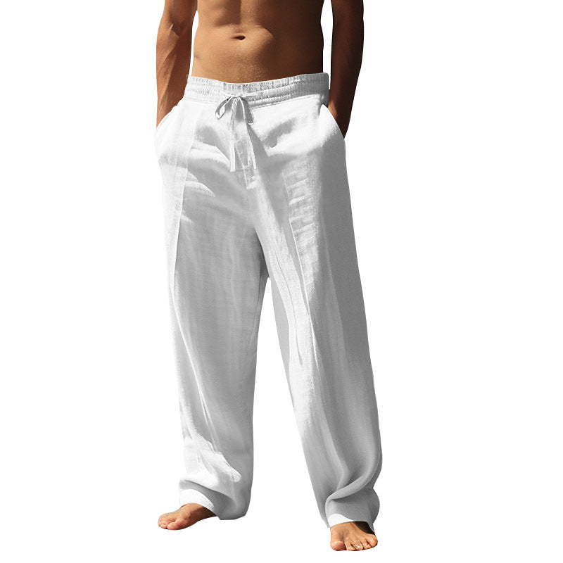 👖 50% RABATT 🌿 | Lediga Linnebyxor för Herr – Rak Ben & Dragsko i Midjan