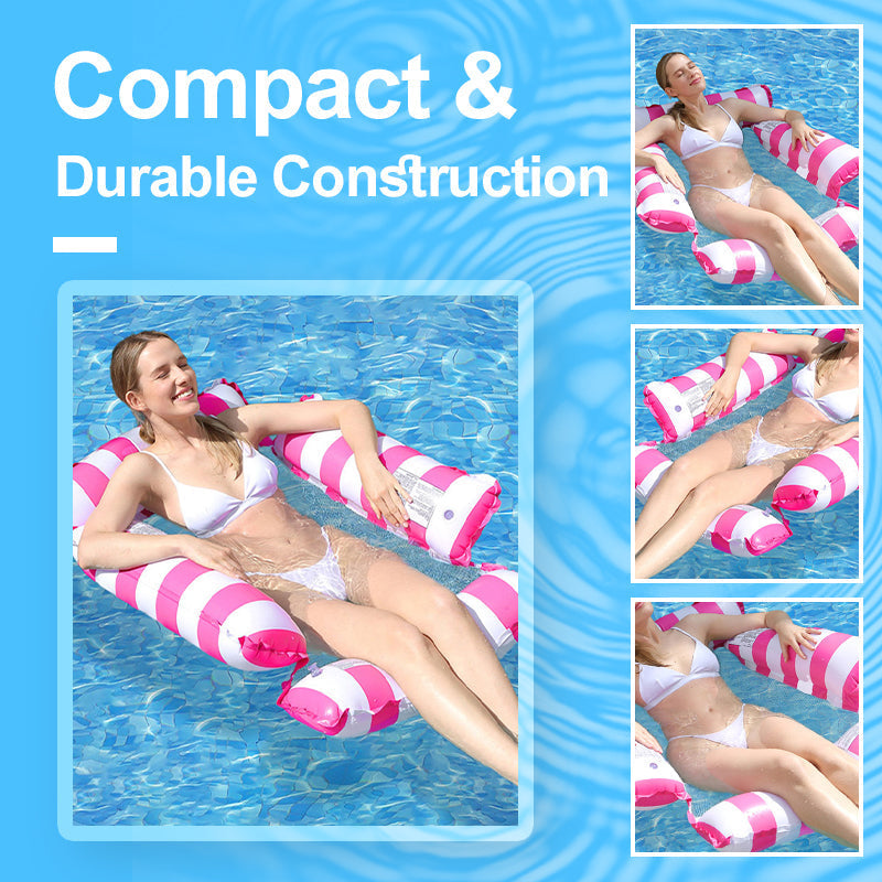 🏖️ Uppblåsbar solstol | Stöd på alla fyra sidor · Snabb uppblåsning med pump · Lätt och slitstark · Snygg randig design