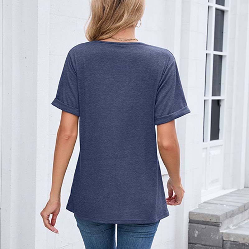 👚 50% RABATT! 🌸 Dam V-ringad Kortärmad Casual T-shirt – Andningsbar, Lätt & Perfekt För En Avslappnad Sommarlook ☀️