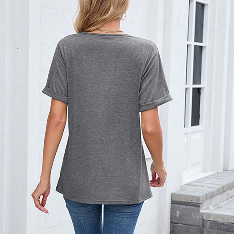 👚 50% RABATT! 🌸 Dam V-ringad Kortärmad Casual T-shirt – Andningsbar, Lätt & Perfekt För En Avslappnad Sommarlook ☀️