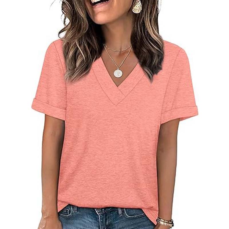 👚 50% RABATT! 🌸 Dam V-ringad Kortärmad Casual T-shirt – Andningsbar, Lätt & Perfekt För En Avslappnad Sommarlook ☀️