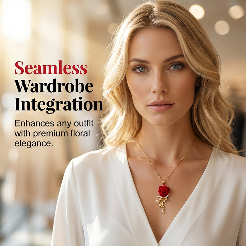 🌹 50% RABATT NU! 💎 Elegant Röd Ros Hänghalsband – Delikat Design, Hypoallergen & Perfekt för Vardagselegans eller Present ✨