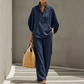👚 50% RABATT NU! 👖 Kvinnors Ståkrage Topp & Vida Byxor Set – Vardagschic, Ansträngningslös Stil & Heldagskomfort 🌿