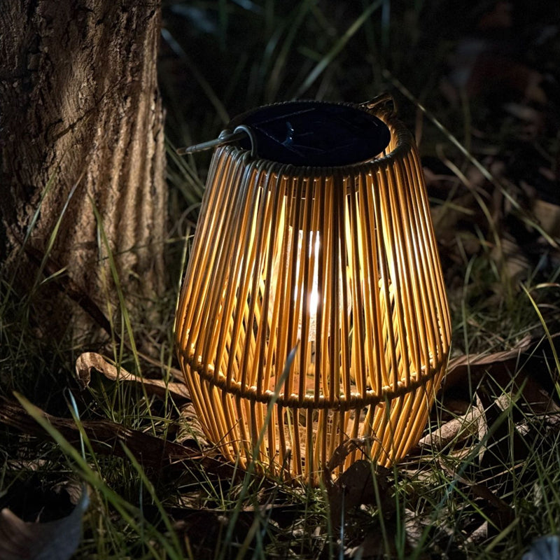 🔥🎁Nyhet 50 % RABATT🔥🏮 Handvävd Bambulykta med Solcell |Uteplats, Trädgård & Camping ✨