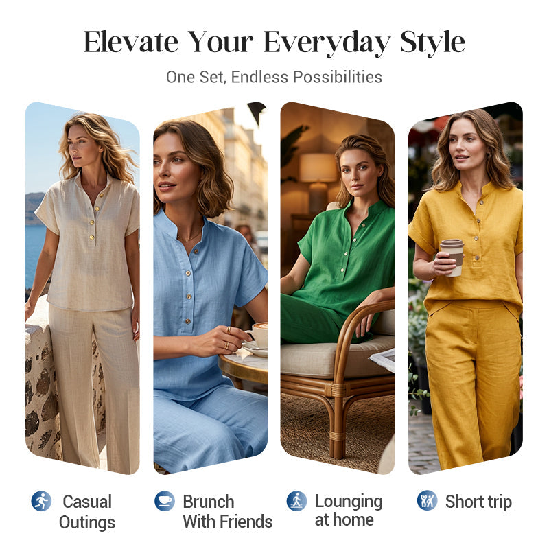 👚 50% RABATT NU! 👖 Kvinnors 2-delat Set – Enfärgat, Casual & Bekvämt – Mix & Match, Mångsidig För Vardagen ✨