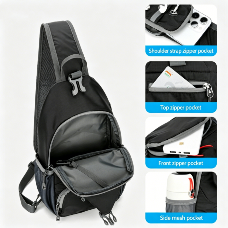 🎒 50 % RABATT! ✨ Slingväska för män – flera fickor, vattenavvisande, ventilerande rygg 🌦️