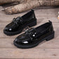 👞 50% RABATT NU! ✨ Loafers med rosett i lackläder för damer – Glansigt & Elegant – Stabil klack & Bequem 🎀