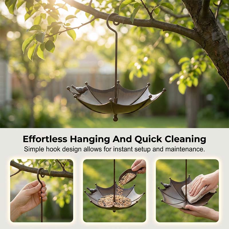Hängande fågelmatare & fågelbad i paraplydesign