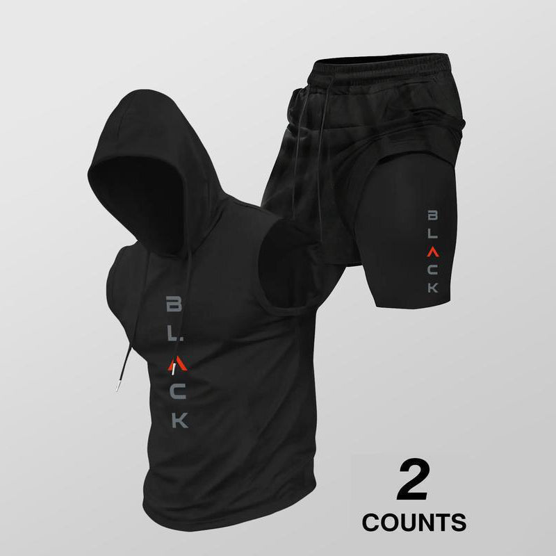 🏃 50% RABATT NU! 💪 Herr Ärmelös Hoodie & Shorts Set – Atletisk & Casual Passform – Andningsbar & Snabbtorkande 🏋️‍♂️