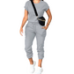 👚 50% RABATT NU!🌿 Bekvämt Tracksuit för Damer – Tvådelat Set med Fickor & Justerbar Dragsko – Andningsbart Polyester Loungewear i 8 Färger 🏃‍♀️