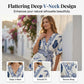 👗Nyhet❣️Romper med V-ringning och tropiskt mönster för damer