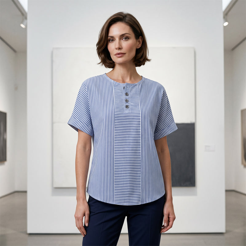 🌸 50 % RABATT NU! 🌸Randig Henley-tröja för damer