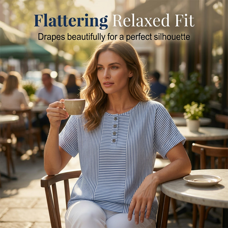 🌸 50 % RABATT NU! 🌸Randig Henley-tröja för damer