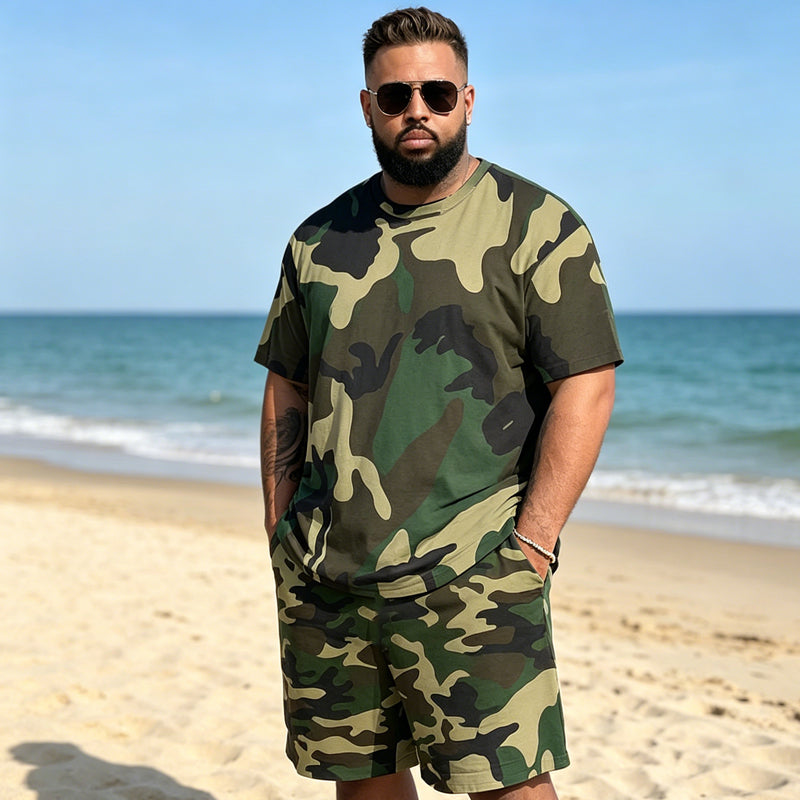 Herr Kamouflagetryckt T-shirt & Shorts Set
