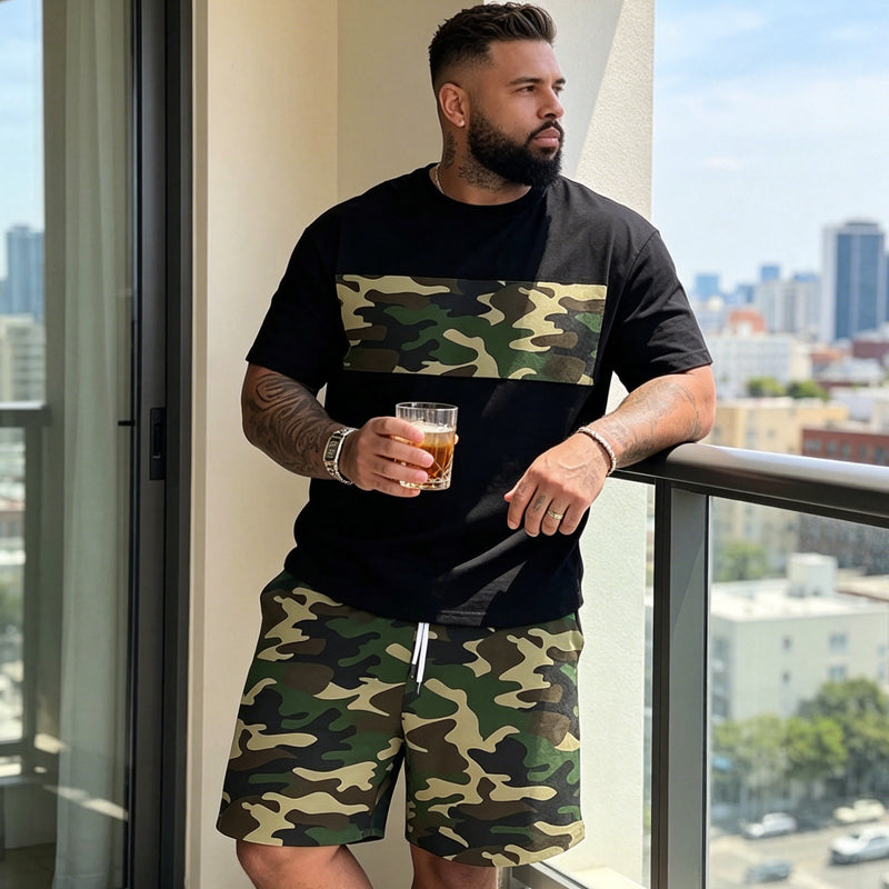 Herr Kamouflagetryckt T-shirt & Shorts Set