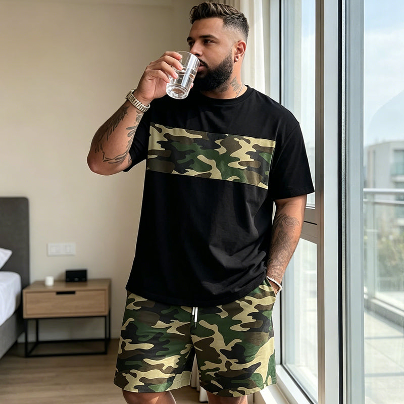 Herr Kamouflagetryckt T-shirt & Shorts Set