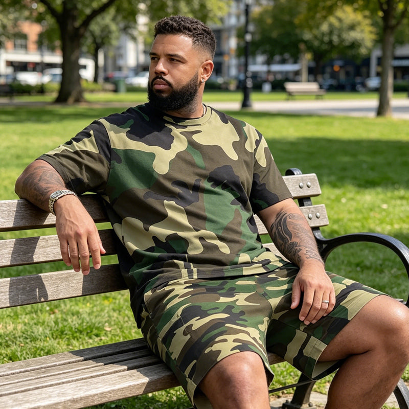 Herr Kamouflagetryckt T-shirt & Shorts Set