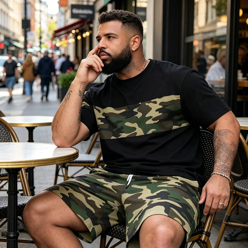 Herr Kamouflagetryckt T-shirt & Shorts Set